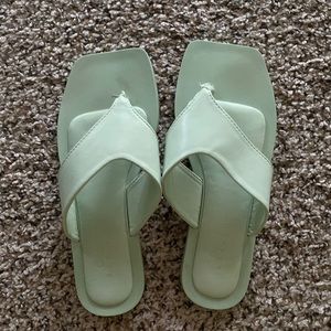 Asos mint green, square toed flip flops